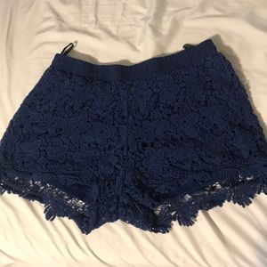 Navy Lace Shorts